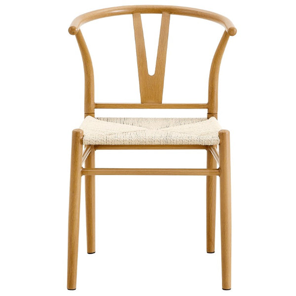 English Elm Pull Extension Dining Set with Round MDF Top and Four Wishbone Chairs for Modern Homes W2920S00252