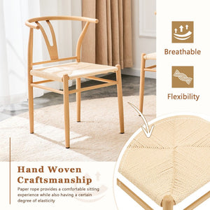 English Elm Table and Chair Set 42 Inch Round Rock Slab Top with Four Wishbone Iron Dining Chairs W2920S00256