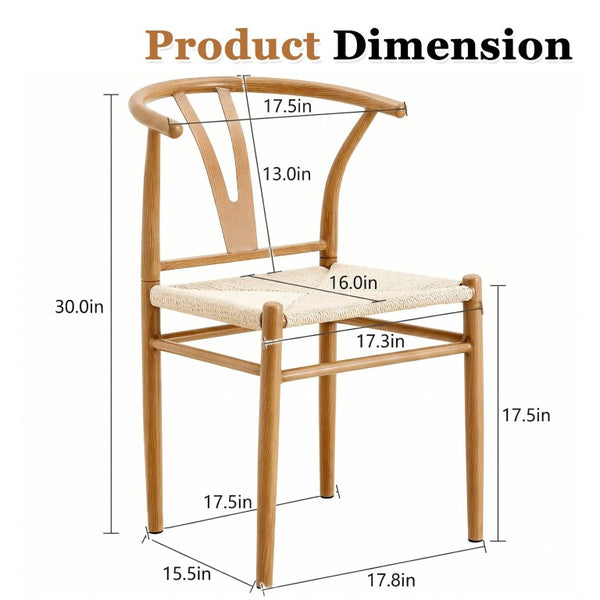 English Elm Table and Chair Set 42 Inch Round Rock Slab Top with Four Wishbone Iron Dining Chairs W2920S00256