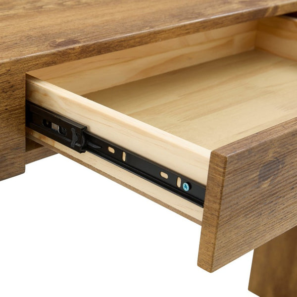 English Elm 4-Piece Bar Set with Wood Grain MDF Table PU Leather Stools and Built-In Storage Drawers W2920S00264