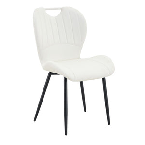 English Elm Luxury Modern 5 Piece Dining Set White Marble Glass Top Shell Back Upholstered Chairs W2920S00275