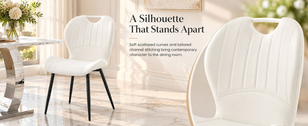 English Elm Luxury Modern 5 Piece Dining Set White Marble Glass Top Shell Back Upholstered Chairs W2920S00275
