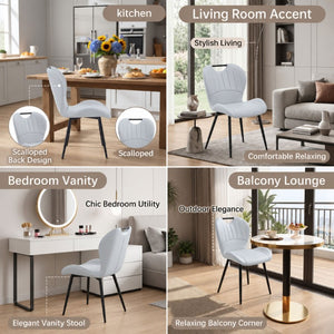 English Elm Pull Extendable Round MDF Dining Set with Four Shell Back Mid Century Modern Chairs W2920S00276