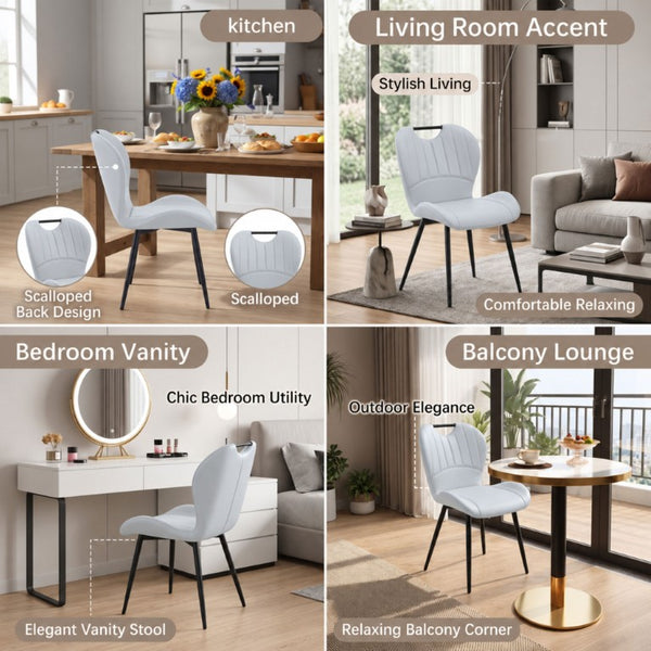 English Elm Pull Extendable Round MDF Dining Set with Four Shell Back Mid Century Modern Chairs W2920S00276