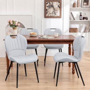 English Elm Pull Extendable Round MDF Dining Set with Four Shell Back Mid Century Modern Chairs W2920S00276