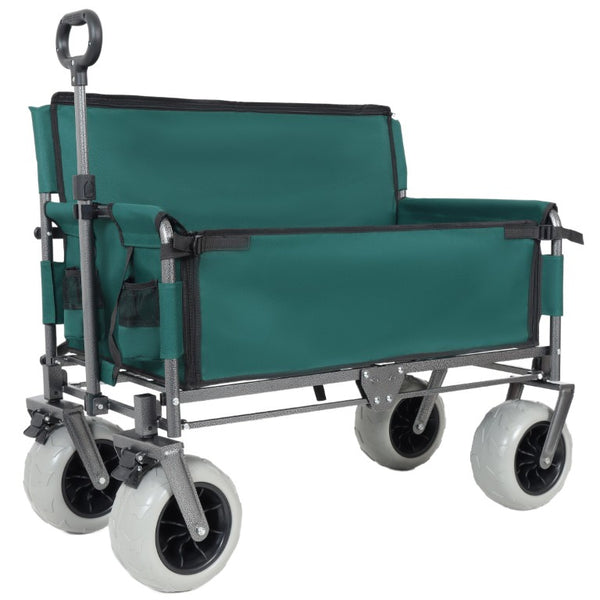 English Elm 3-In-1 Folding Cargo Wagon with Bench Seat All Terrain Balloon Tires 500Lb Capacity W2932P312721