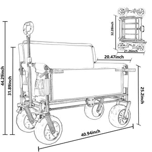 English Elm 3-In-1 Folding Cargo Wagon with Bench Seat All Terrain Balloon Tires 500Lb Capacity W2932P312721
