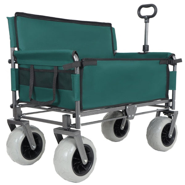 English Elm 3-In-1 Folding Cargo Wagon with Bench Seat All Terrain Balloon Tires 500Lb Capacity W2932P312721