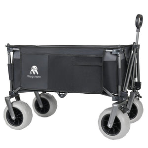 English Elm Multi-Functional Folding Wagon with Steel Frame Canopy and All-Terrain Balloon Wheels W2932P435468