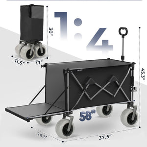 English Elm 300L Heavy Duty Folding Beach Wagon Expandable Tailgate Steel Frame Sand Wheels W2932P536962