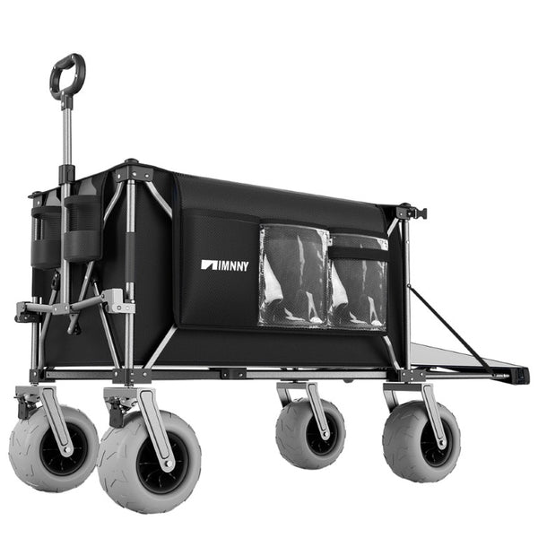 English Elm 300L Heavy Duty Folding Beach Wagon Expandable Tailgate Steel Frame Sand Wheels W2932P536962
