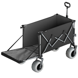 English Elm 300L Heavy Duty Folding Beach Wagon Expandable Tailgate Steel Frame Sand Wheels W2932P536962