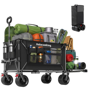 English Elm 58 Inch Folding Wagon Heavy Duty 500Lb Steel Frame All Terrain Wheels Beach Camping Cart W2932P536966