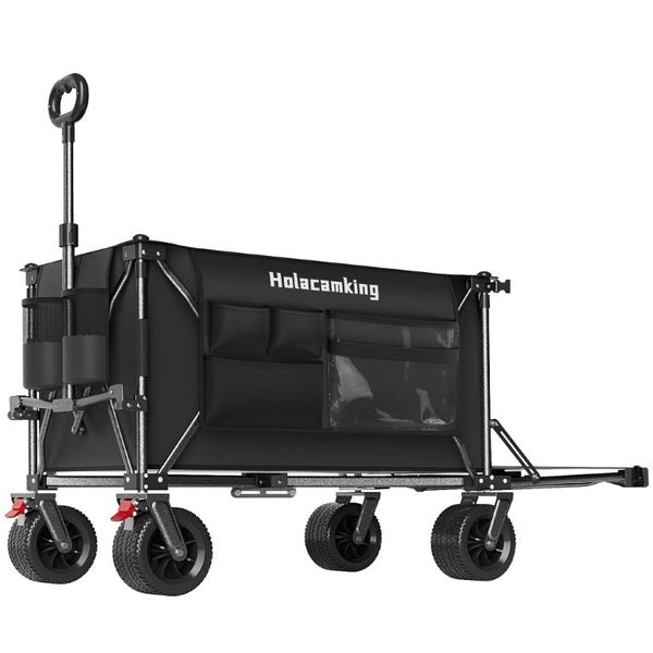 English Elm 58 Inch Folding Wagon Heavy Duty 500Lb Steel Frame All Terrain Wheels Beach Camping Cart W2932P536966