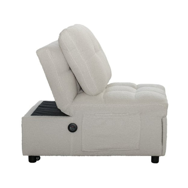 English Elm Single Convertible Sofa Bed Armless Plush Teddy Upholstery Usb Port Apartment Lounge W2941P393993