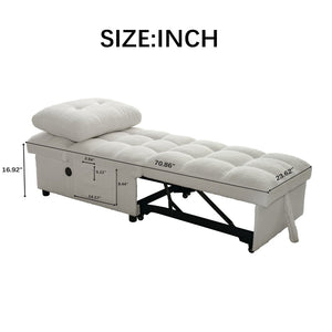 English Elm Single Convertible Sofa Bed Armless Plush Teddy Upholstery Usb Port Apartment Lounge W2941P393993