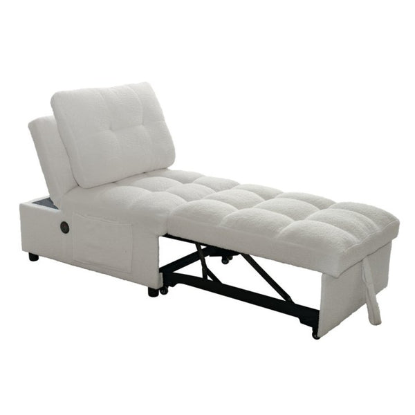 English Elm Single Convertible Sofa Bed Armless Plush Teddy Upholstery Usb Port Apartment Lounge W2941P393993