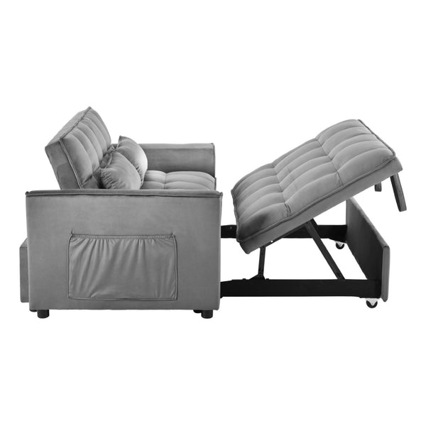 English Elm W2941p243724 Velvet Convertible Sleeper Loveseat with Reclining Backrest for Home Office Light Gray W2941P479110