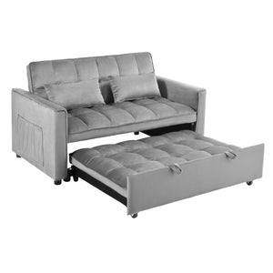 English Elm W2941p243724 Velvet Convertible Sleeper Loveseat with Reclining Backrest for Home Office Light Gray W2941P479110