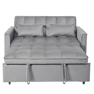 English Elm W2941p243724 Velvet Convertible Sleeper Loveseat with Reclining Backrest for Home Office Light Gray W2941P479110