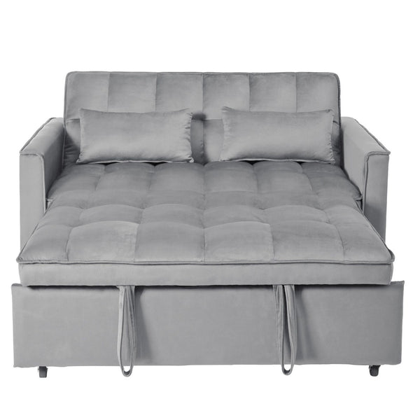 English Elm W2941p243724 Velvet Convertible Sleeper Loveseat with Reclining Backrest for Home Office Light Gray W2941P479110