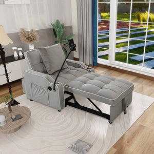 English Elm Convertible Velvet Armchair Sleeper Sofa with USB Port and Rollers for Small Spaces W2941P479762