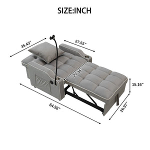 English Elm Convertible Velvet Armchair Sleeper Sofa with USB Port and Rollers for Small Spaces W2941P479762