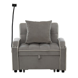 English Elm Convertible Velvet Armchair Sleeper Sofa with USB Port and Rollers for Small Spaces W2941P479762