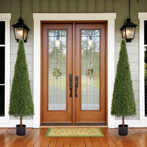 English Elm 6Ft Faux Cedar Conical Topiary UV Resistant Potted Evergreen for Porch Entryway W2945P279021