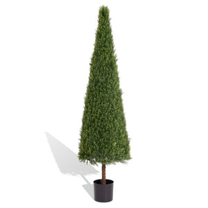English Elm 6Ft Faux Cedar Conical Topiary UV Resistant Potted Evergreen for Porch Entryway W2945P279021