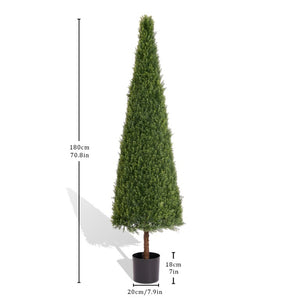 English Elm 6Ft Faux Cedar Conical Topiary UV Resistant Potted Evergreen for Porch Entryway W2945P279021
