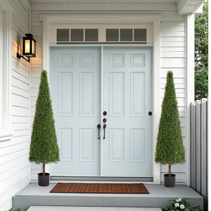English Elm 6Ft Faux Cedar Conical Topiary UV Resistant Potted Evergreen for Porch Entryway W2945P279021