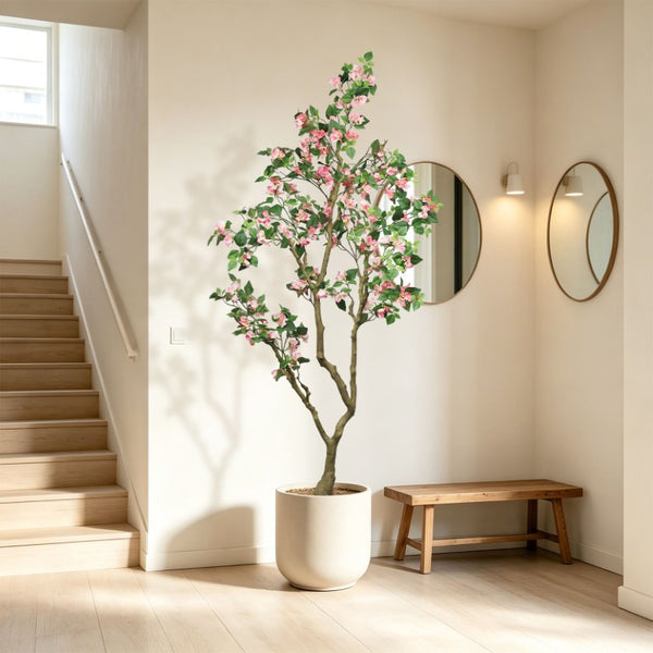 English Elm 7Ft Artificial Bougainvillea Silk Flowering Tree Tall Faux Pink Plant for Indoor Patio W2945P518822