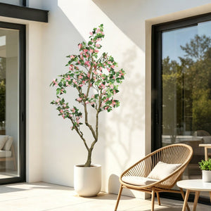 English Elm 7Ft Artificial Bougainvillea Silk Flowering Tree Tall Faux Pink Plant for Indoor Patio W2945P518822