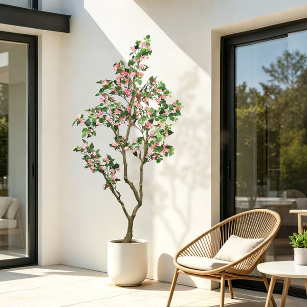 English Elm 7Ft Artificial Bougainvillea Silk Flowering Tree Tall Faux Pink Plant for Indoor Patio W2945P518822