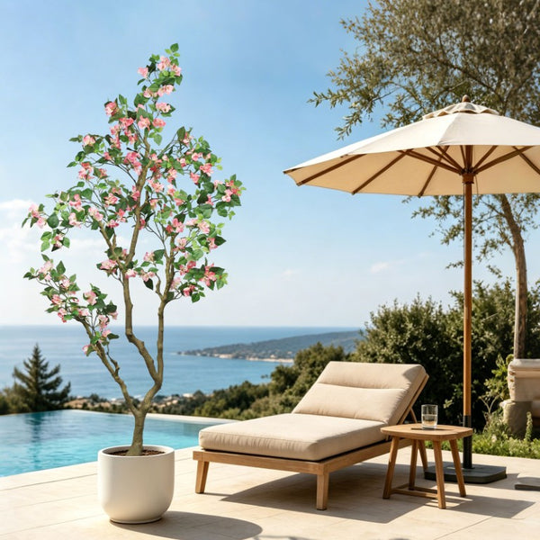 English Elm 7Ft Artificial Bougainvillea Silk Flowering Tree Tall Faux Pink Plant for Indoor Patio W2945P518822