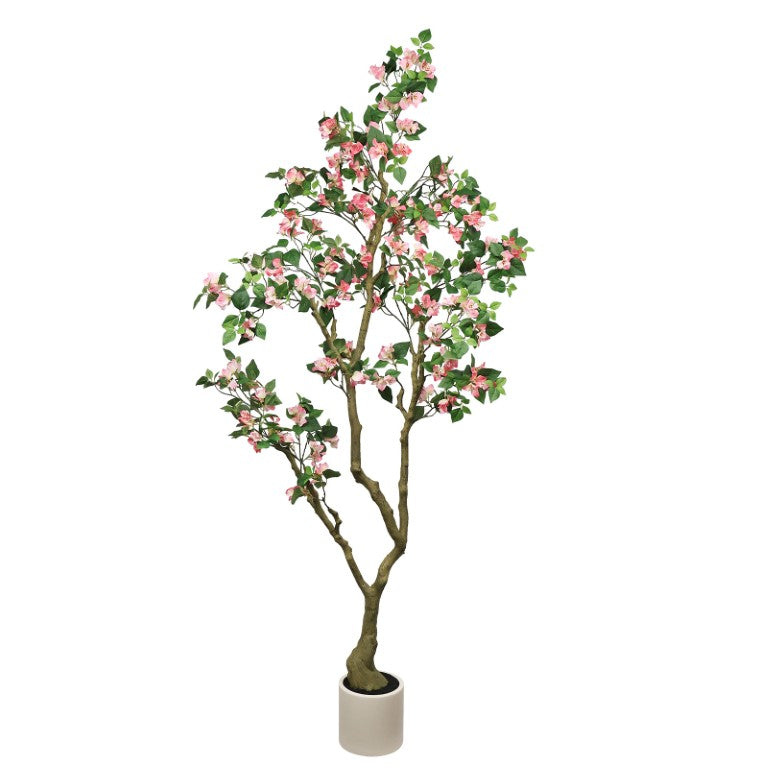English Elm 7Ft Artificial Bougainvillea Silk Flowering Tree Tall Faux Pink Plant for Indoor Patio W2945P518822