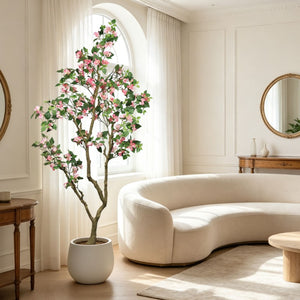 English Elm 7Ft Artificial Bougainvillea Silk Flowering Tree Tall Faux Pink Plant for Indoor Patio W2945P518822