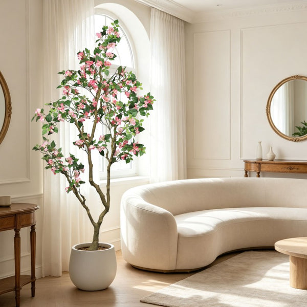 English Elm 7Ft Artificial Bougainvillea Silk Flowering Tree Tall Faux Pink Plant for Indoor Patio W2945P518822