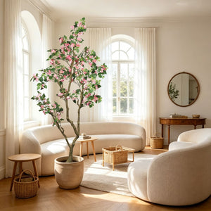 English Elm 7Ft Artificial Bougainvillea Silk Flowering Tree Tall Faux Pink Plant for Indoor Patio W2945P518822
