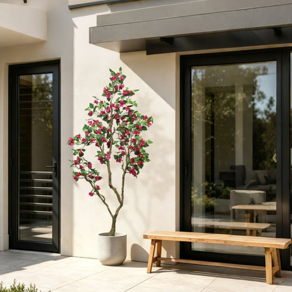 English Elm 7Ft Artificial Bougainvillea Faux Silk Flowering Tree Tall Indoor Outdoor Patio Decor Plant W2945P518829