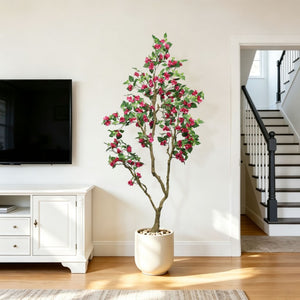 English Elm 7Ft Artificial Bougainvillea Faux Silk Flowering Tree Tall Indoor Outdoor Patio Decor Plant W2945P518829