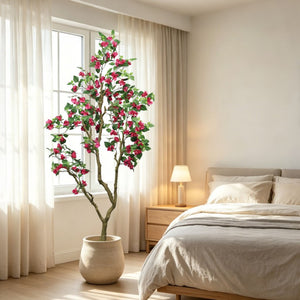 English Elm 7Ft Artificial Bougainvillea Faux Silk Flowering Tree Tall Indoor Outdoor Patio Decor Plant W2945P518829