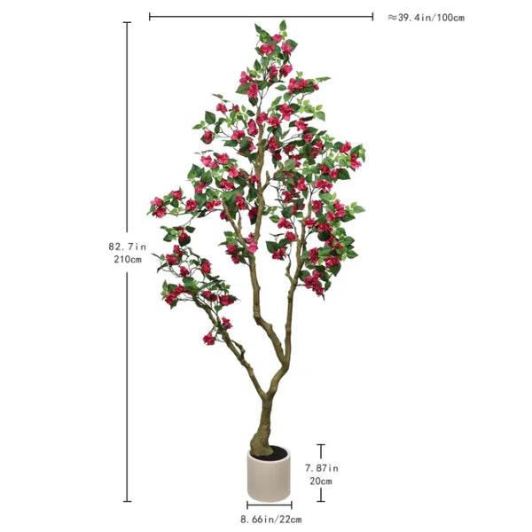 English Elm 7Ft Artificial Bougainvillea Faux Silk Flowering Tree Tall Indoor Outdoor Patio Decor Plant W2945P518829