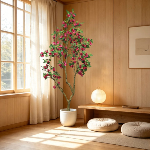 English Elm 7Ft Artificial Bougainvillea Faux Silk Flowering Tree Tall Indoor Outdoor Patio Decor Plant W2945P518829
