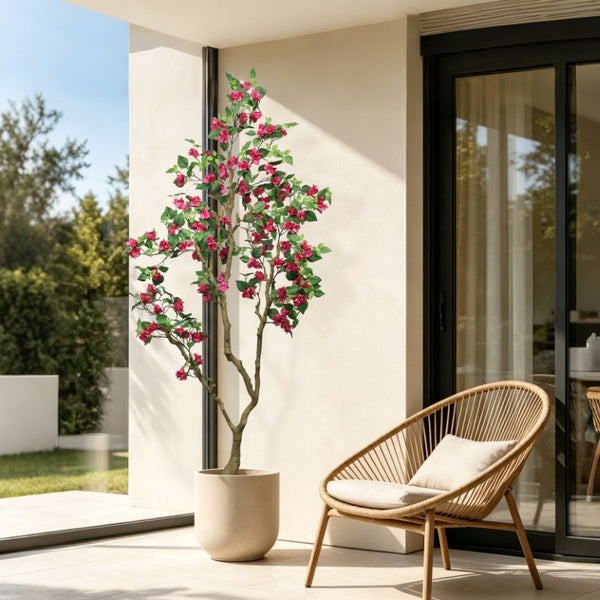 English Elm 7Ft Artificial Bougainvillea Faux Silk Flowering Tree Tall Indoor Outdoor Patio Decor Plant W2945P518829