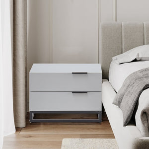 English Elm 22 Inch Two Tone Compact Nightstand with Dual Drawers for Modern Bedroom Storage W2948P245251