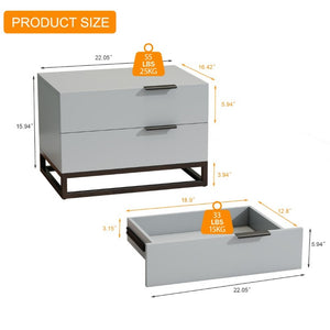 English Elm 22 Inch Two Tone Compact Nightstand with Dual Drawers for Modern Bedroom Storage W2948P245251