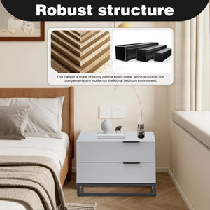 English Elm 22 Inch Two Tone Compact Nightstand with Dual Drawers for Modern Bedroom Storage W2948P245251