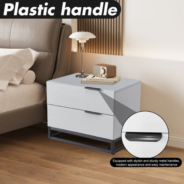 English Elm 22 Inch Two Tone Compact Nightstand with Dual Drawers for Modern Bedroom Storage W2948P245251